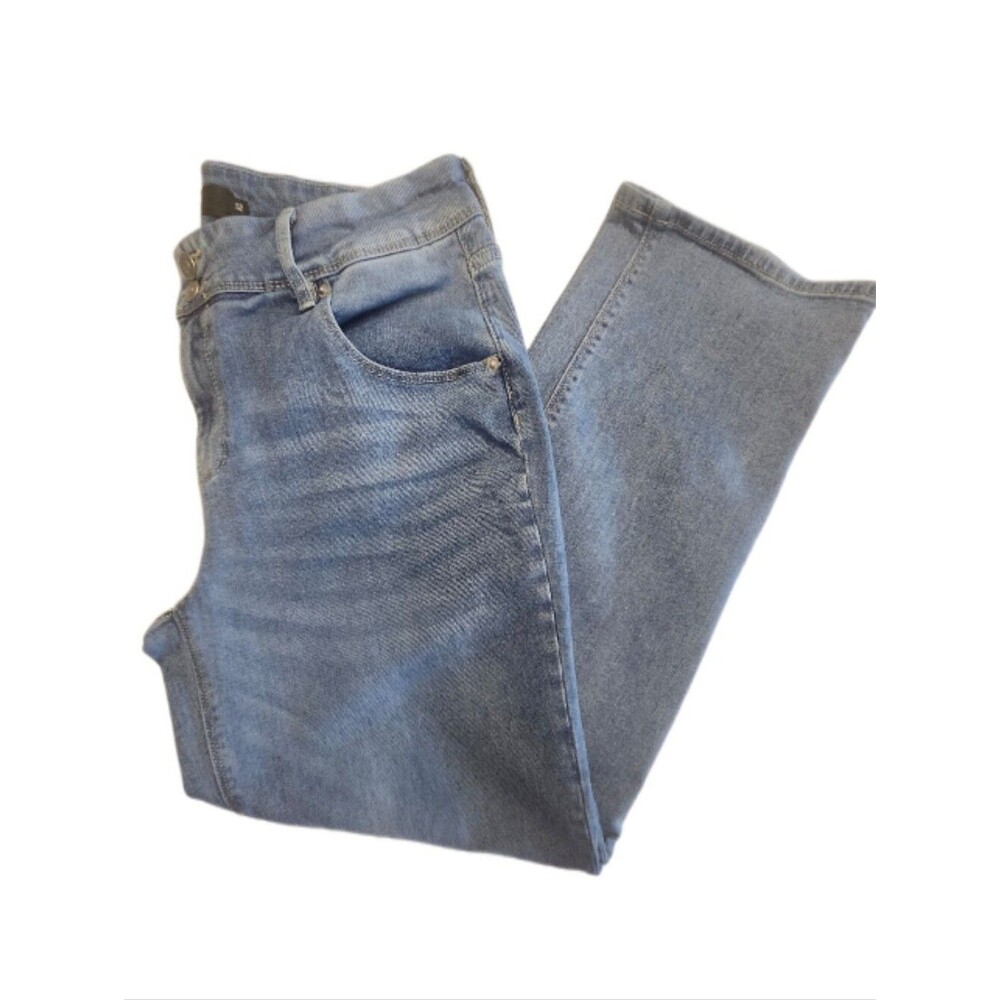 Hudson Mid Rise Light Blue Wash Straight Leg Denim Jeans, Cute Flap Pockets, 12